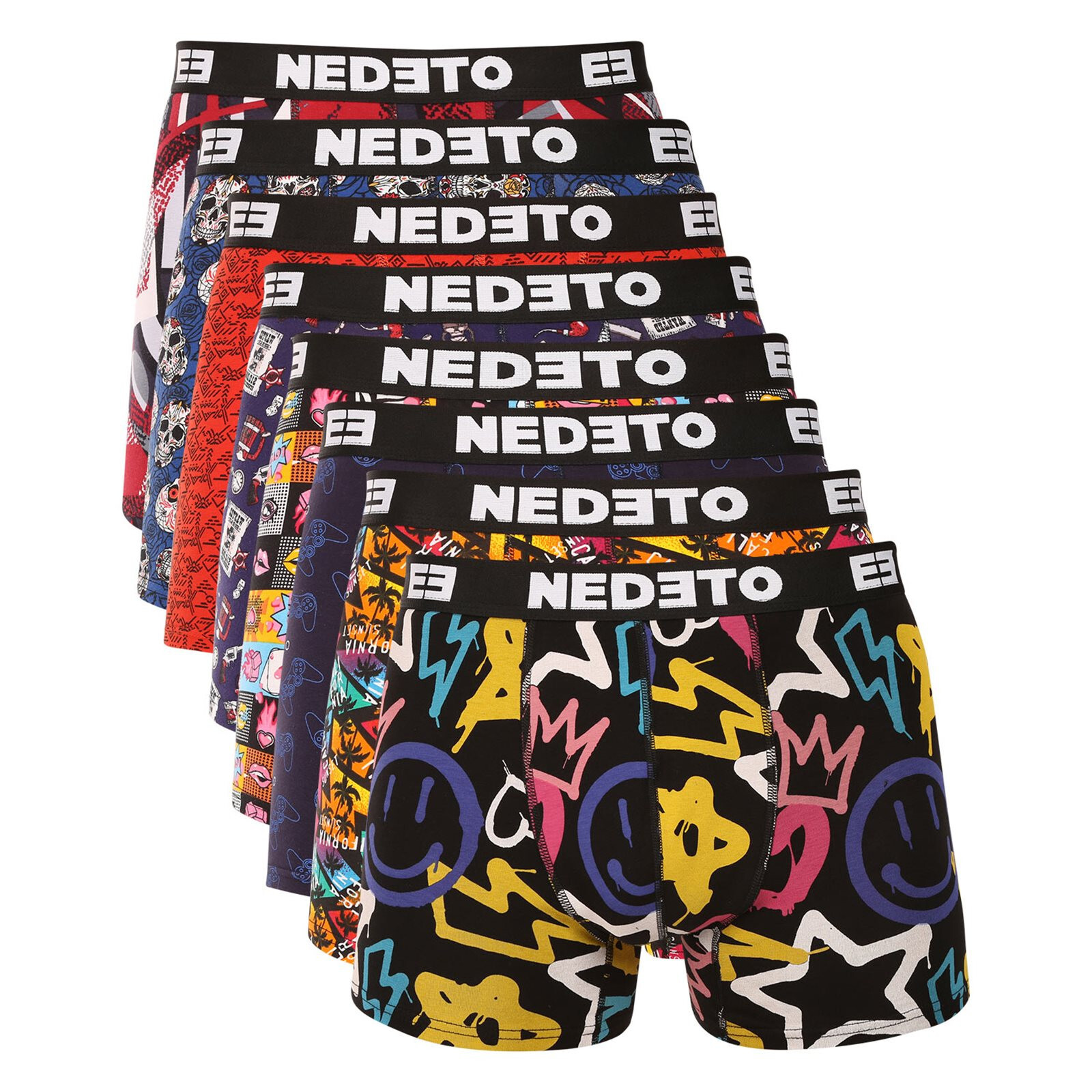 8PACK pánské boxerky Nedeto vícebarevné (8NBV3) L, trenky / trenýrky