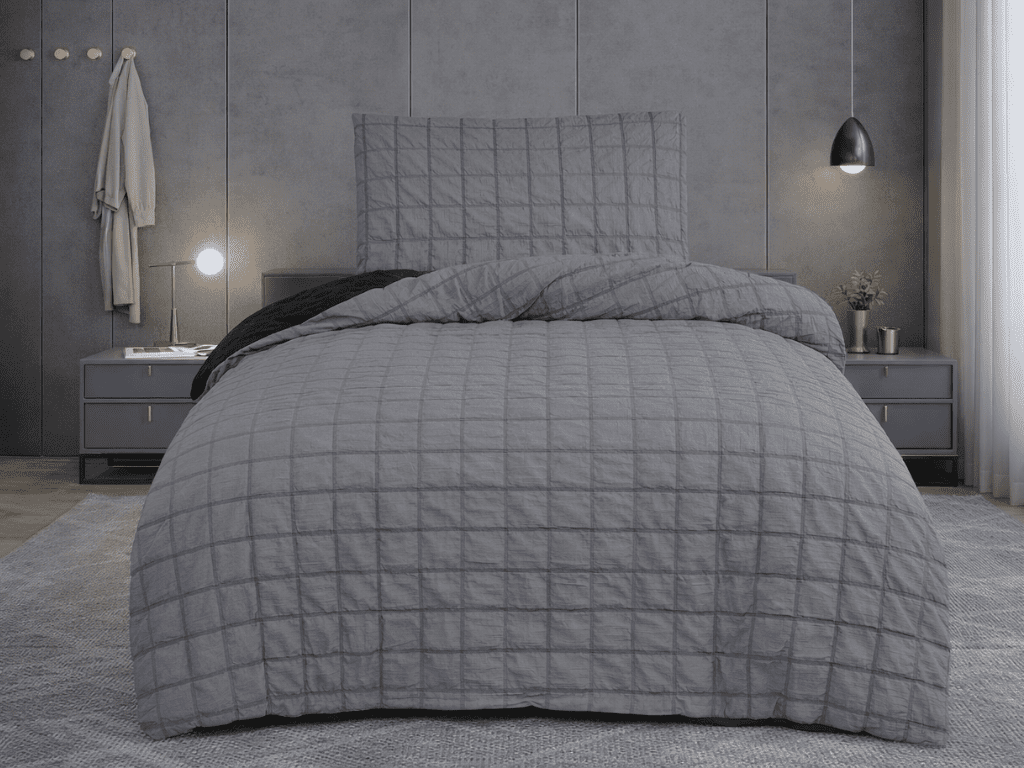 Jahu Krepové povlečení 140x200 + 70x90 cm - Naomi černošedá wende