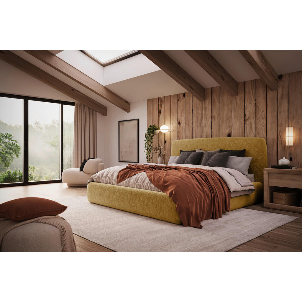 MID.YOU ČALOUNĚNÁ POSTEL, 180/200 cm, žlutá