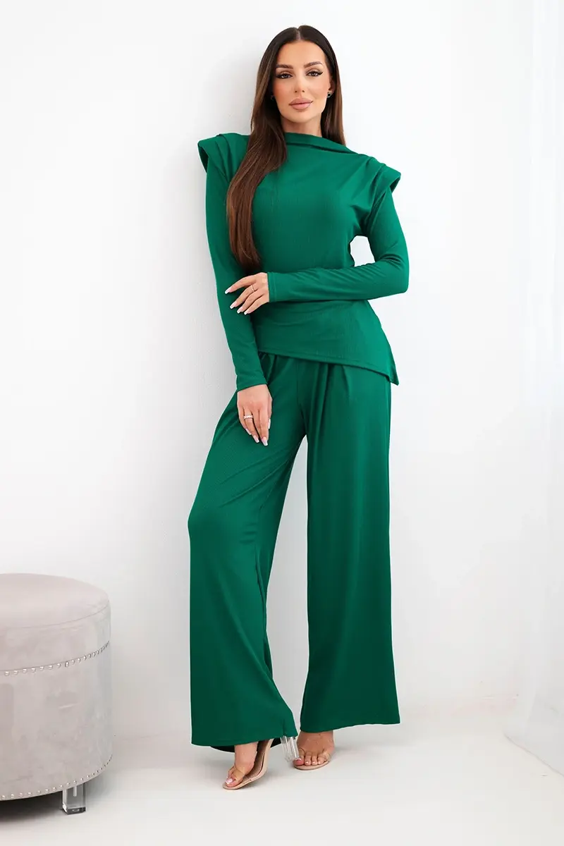 Dámský bavlněný set s blůzkou a širokými kalhotami