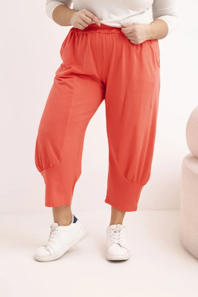 Kesi Plus Size kalhoty s nízkým sedem, korálové