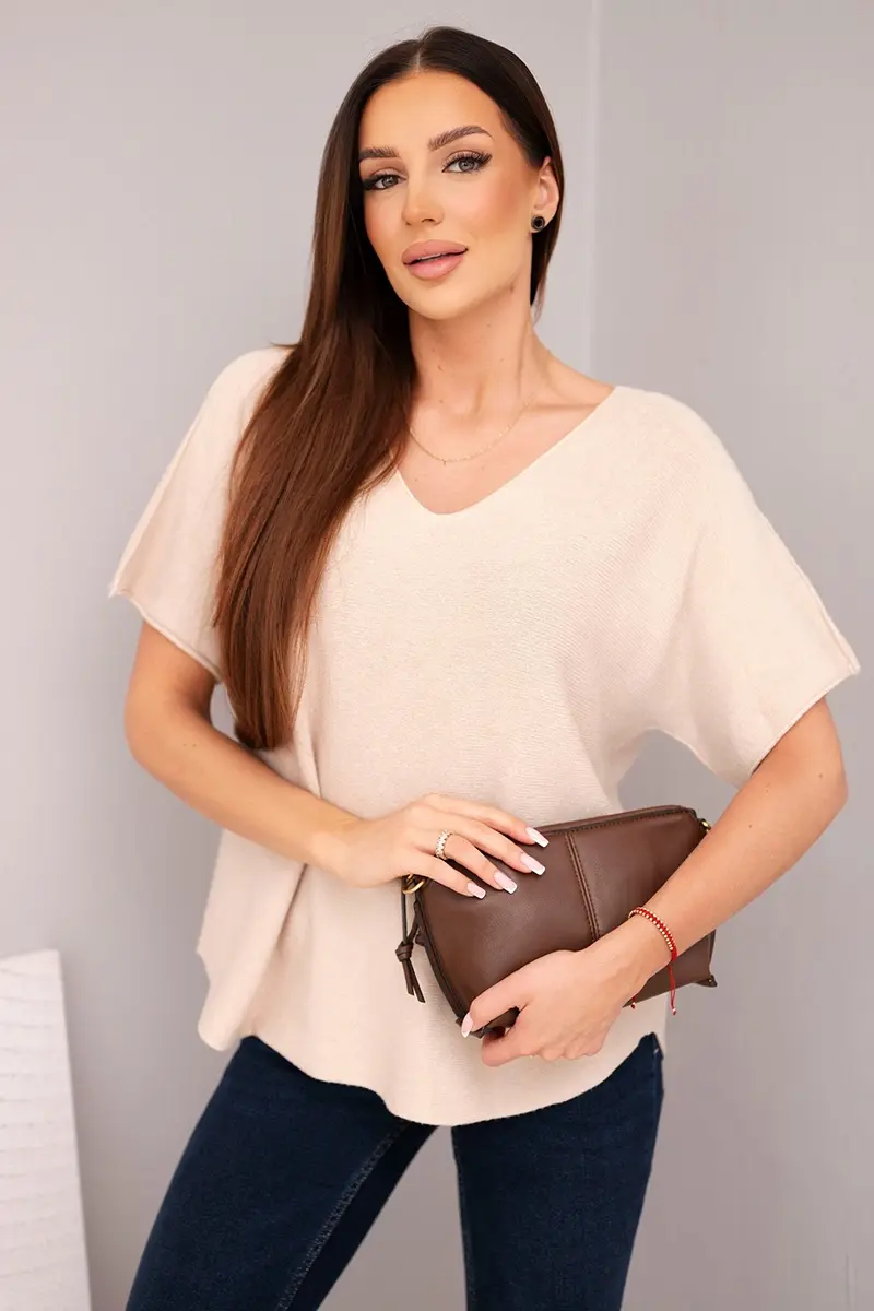 Dámská halenka s krátkým rukávem a V-výstřihem