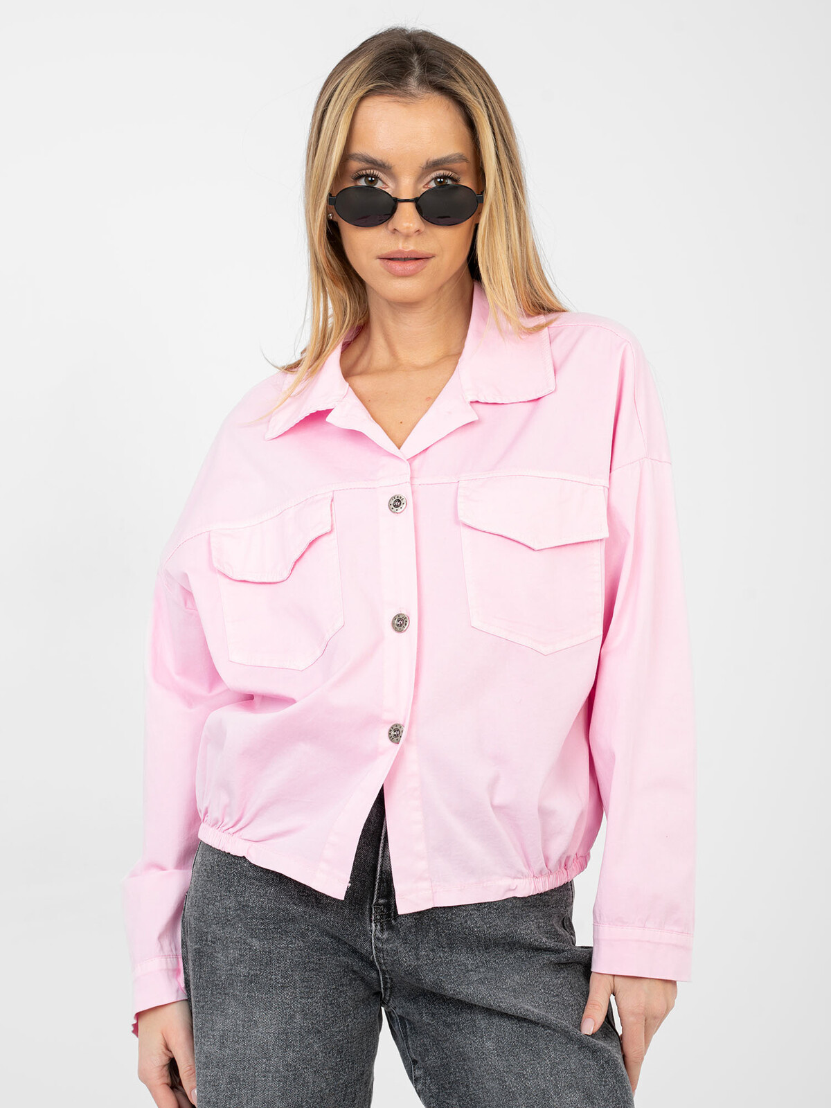 Růžová džínová bunda