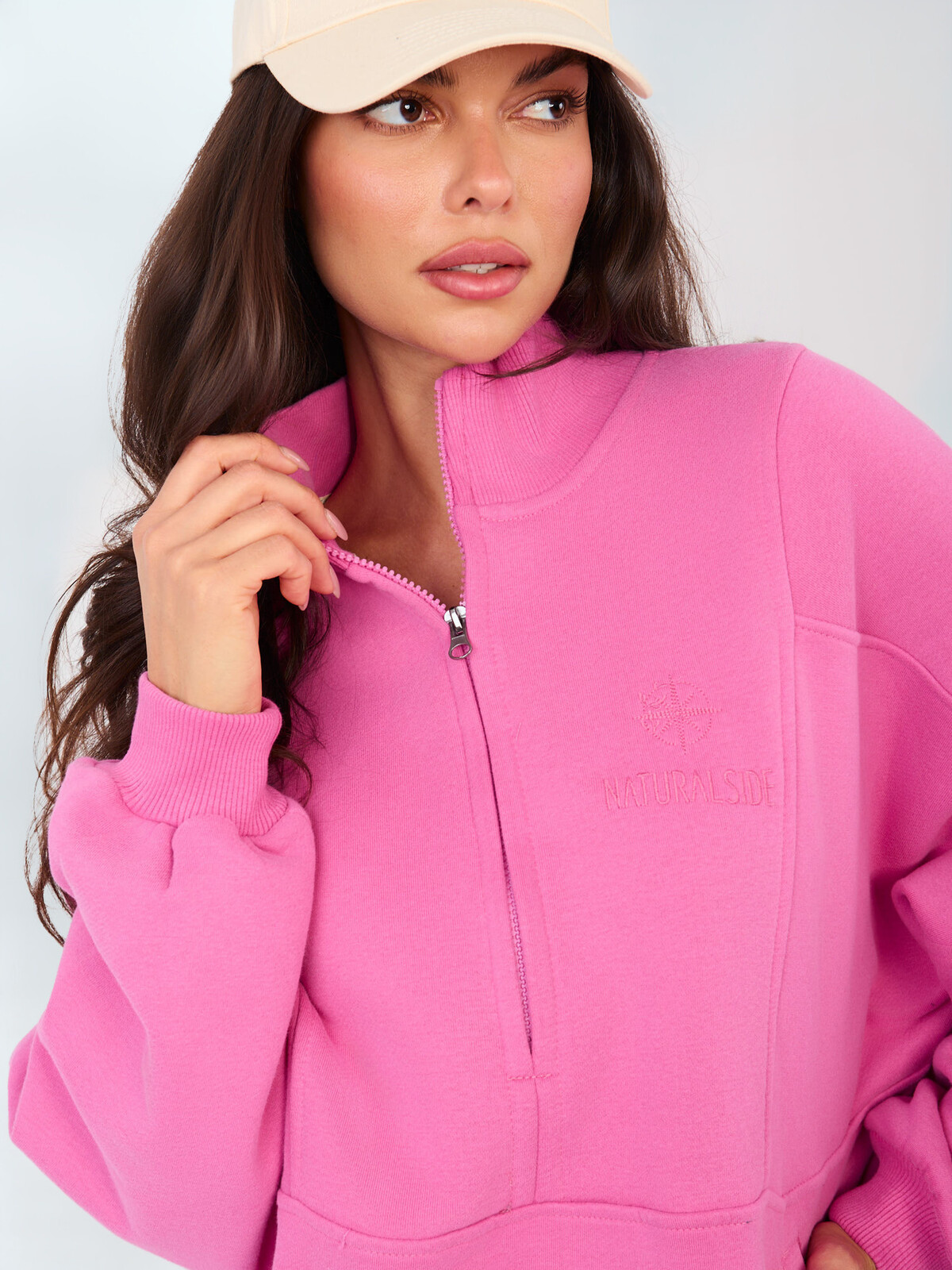 Růžová mikina na zip