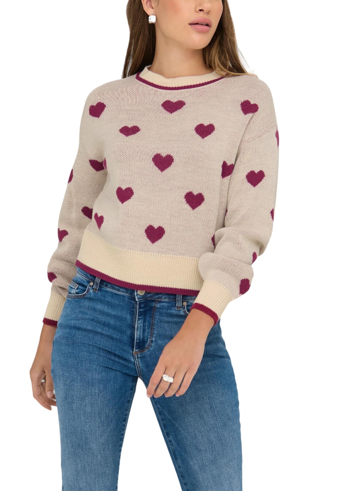 Jacqueline De Yong svetr s potiskem srdíček