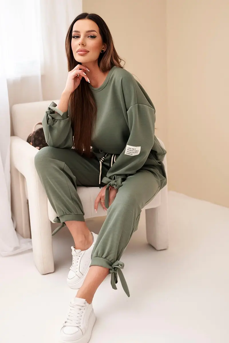 Dámská souprava Kesi Włoski s vázáním khaki