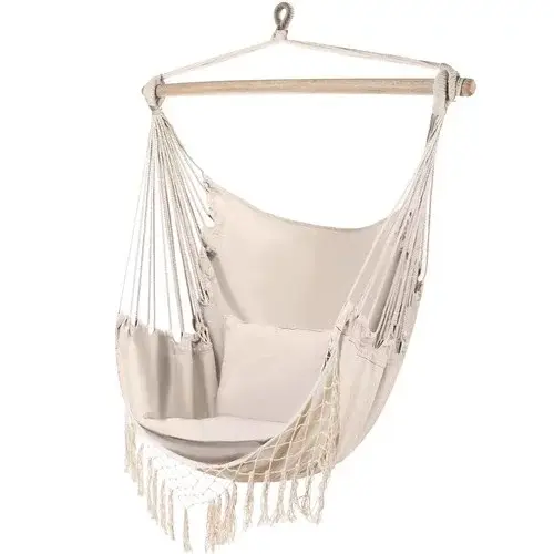 Závěsné houpací síť + 2 polštáře - béžové