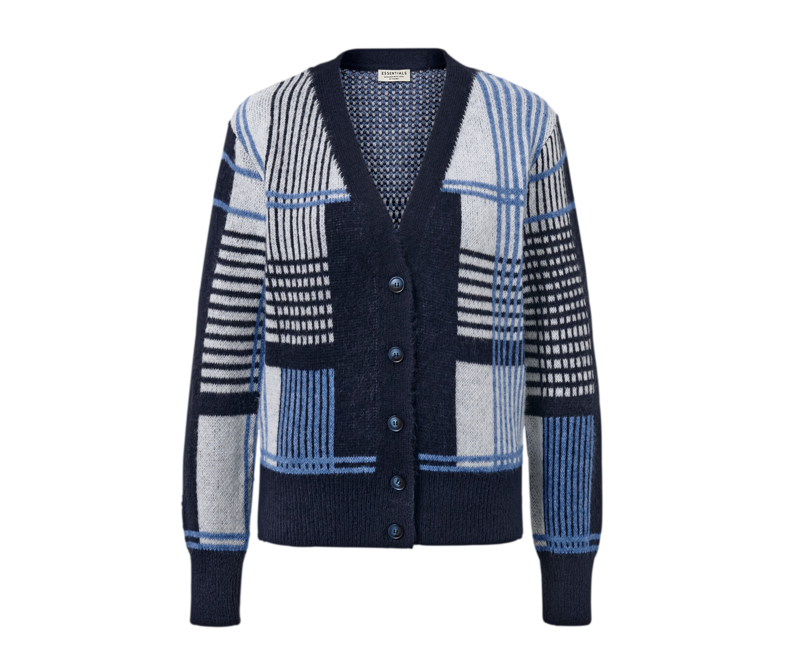 Tchibo - Kardigan z hrubé pleteniny - pro ženy - vel. M 40/42 - barva: modrá/kostkovaný