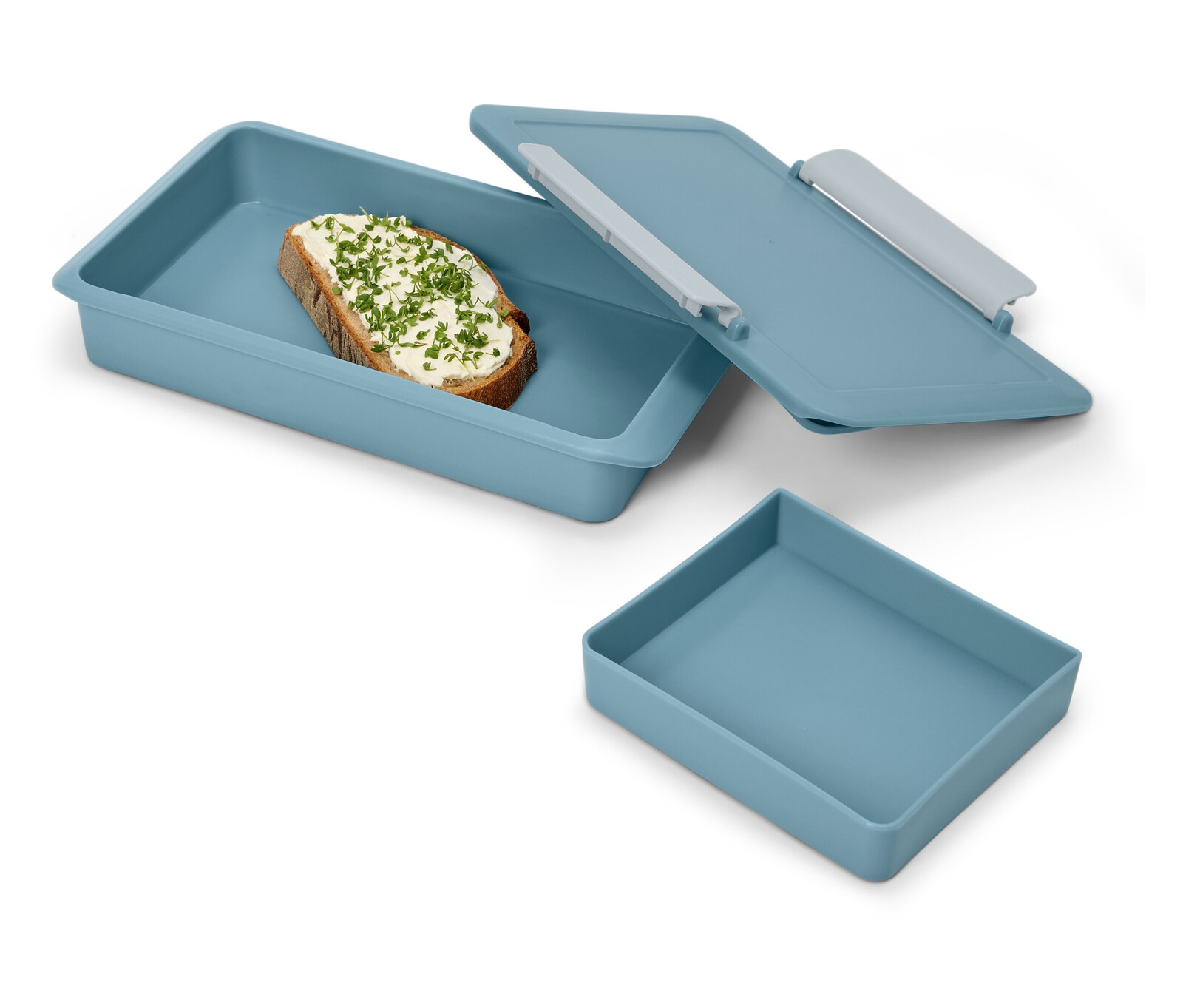 Tchibo - Nízký svačinový box - barva: modrá