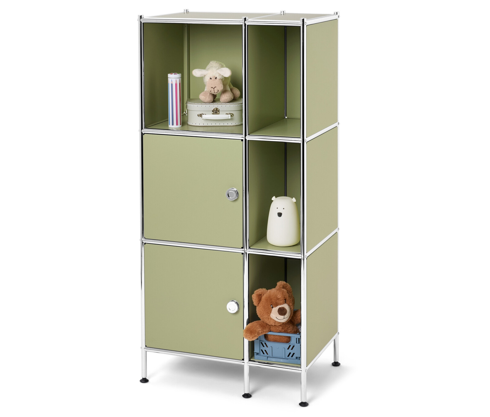 Tchibo - Kovový regál »Cn3 Kids« se 2 dvířky - barva: zelená