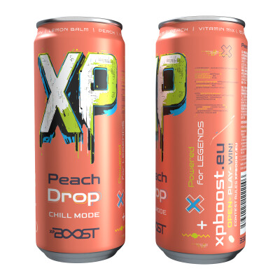 XP BOOST drink - dětský bylinný nápoj Peach drop 330ml