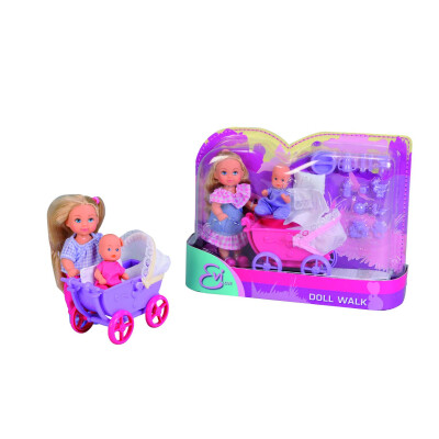 Panenka Evička doll walk, s kočárkem, 2druhy - v šatech