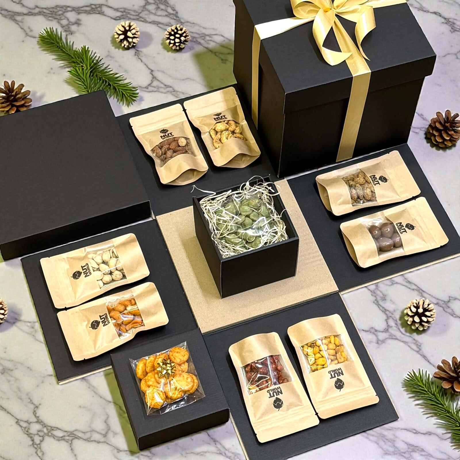 Nutworld.cz Černá dárková ořechová krabice s překvapením pro muže - LIMITOVANÁ EDICE