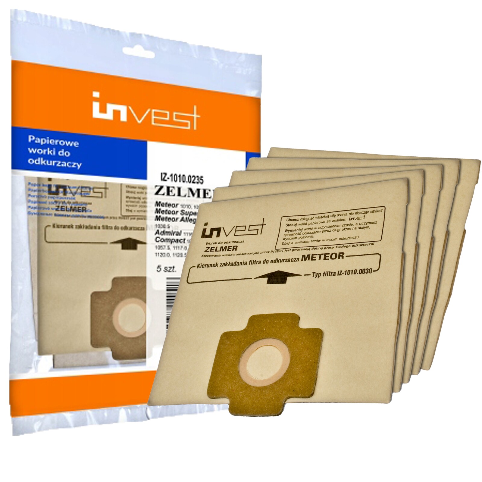 5 x Sáčky do vysavače Zelmer Meteor 1010 1020 1057 Allegro Compact Admiral