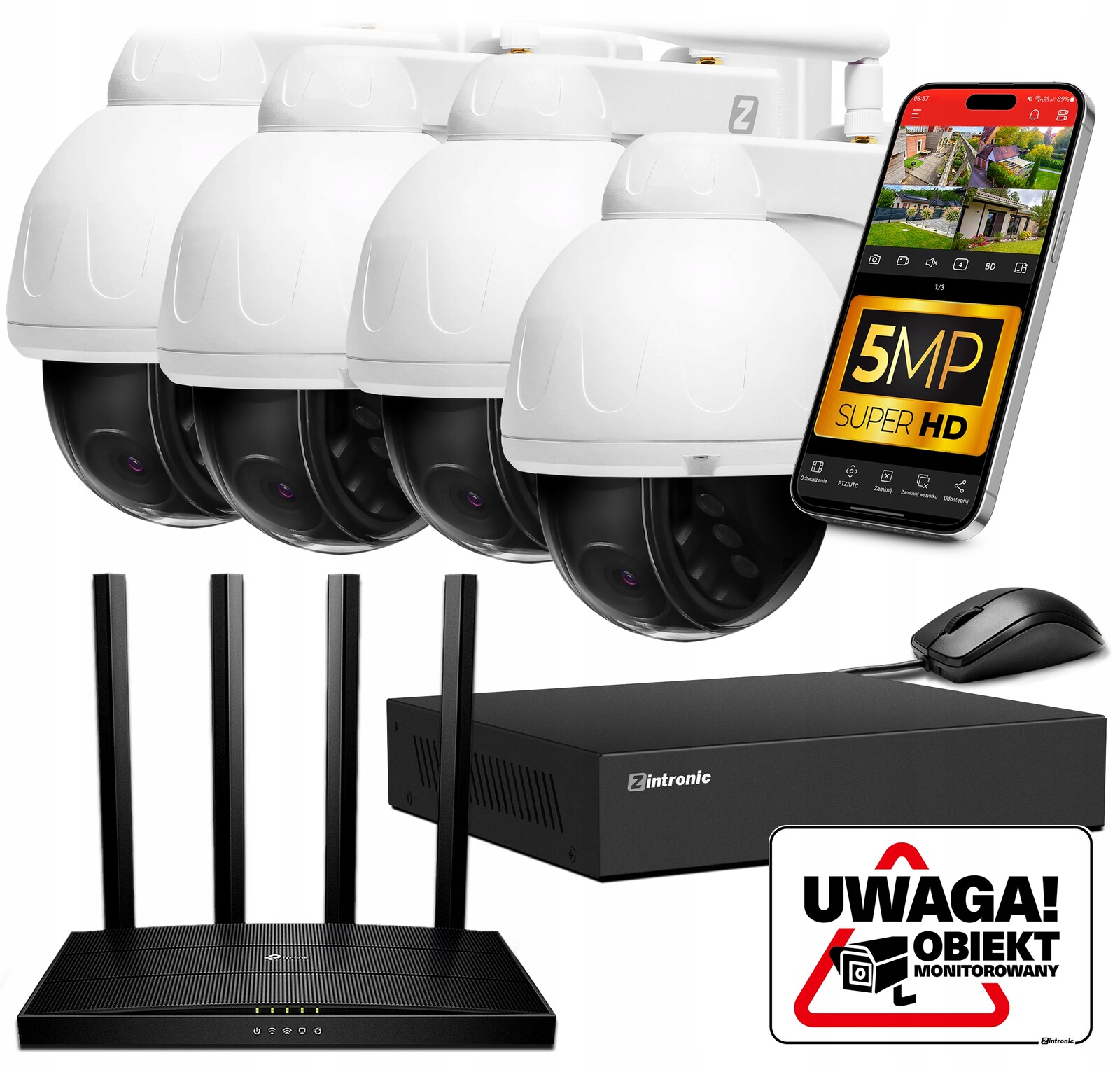 Sada pro WiFi Monitorování 4 Kamery Otočné 5MPx Detekce lidí, bez disku