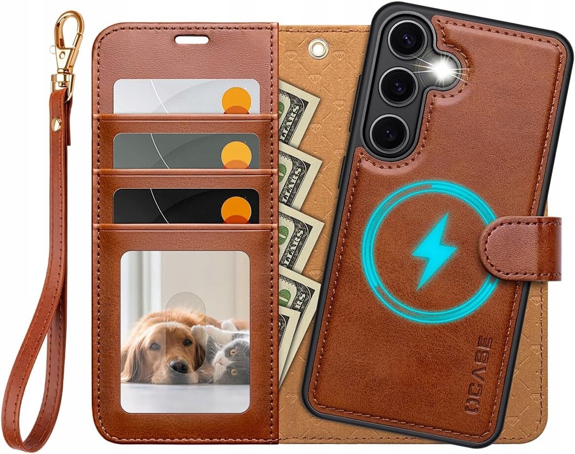 Ocase pouzdro Magsafe pro Samsung Galaxy S24 S25 2v1 peněženka hnědá