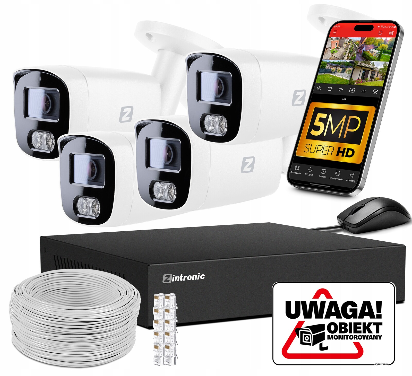 Sada Kamer Pro Monitorování 5MPX Ip Poe 4 Detekce osob, bez disku