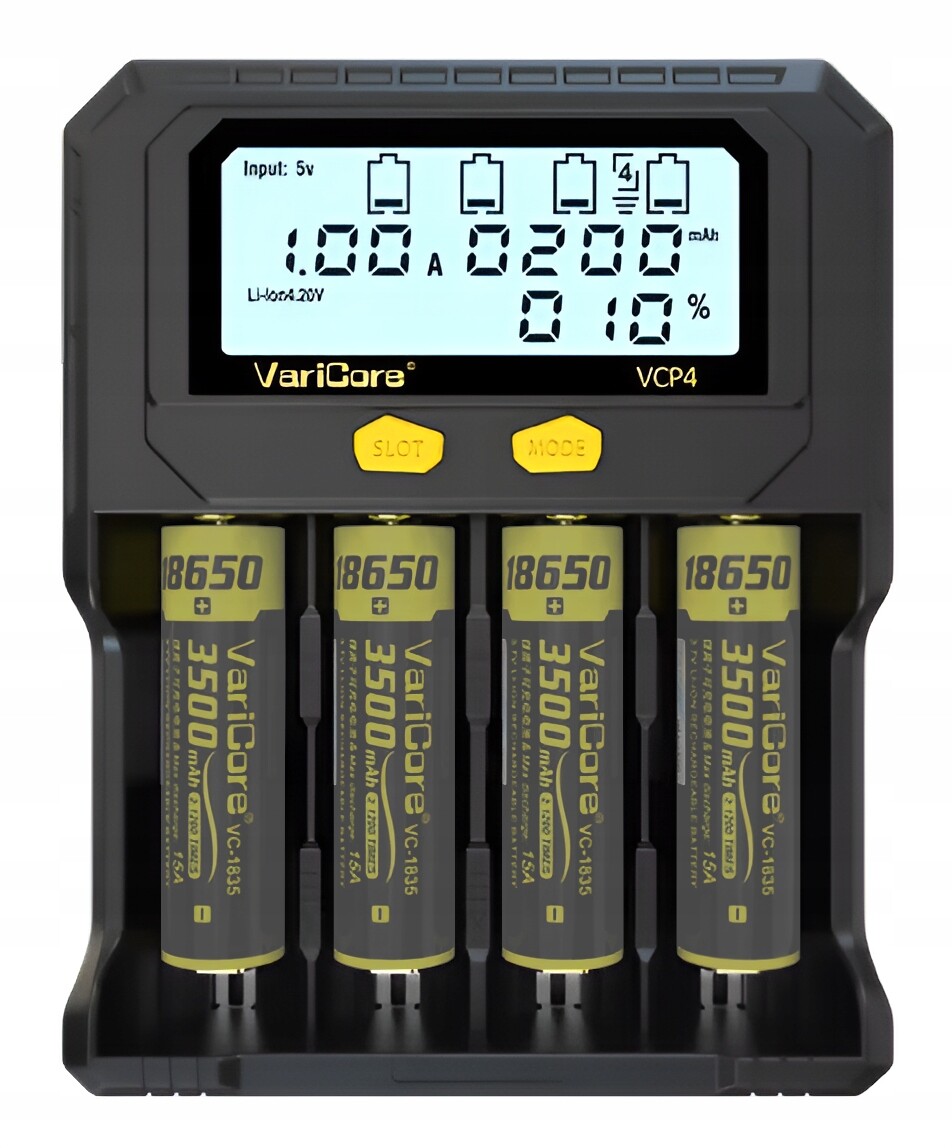 Nabíječka VariCore VCP4+5V 3A pro baterie Aa Aaa 18650 21700 26650