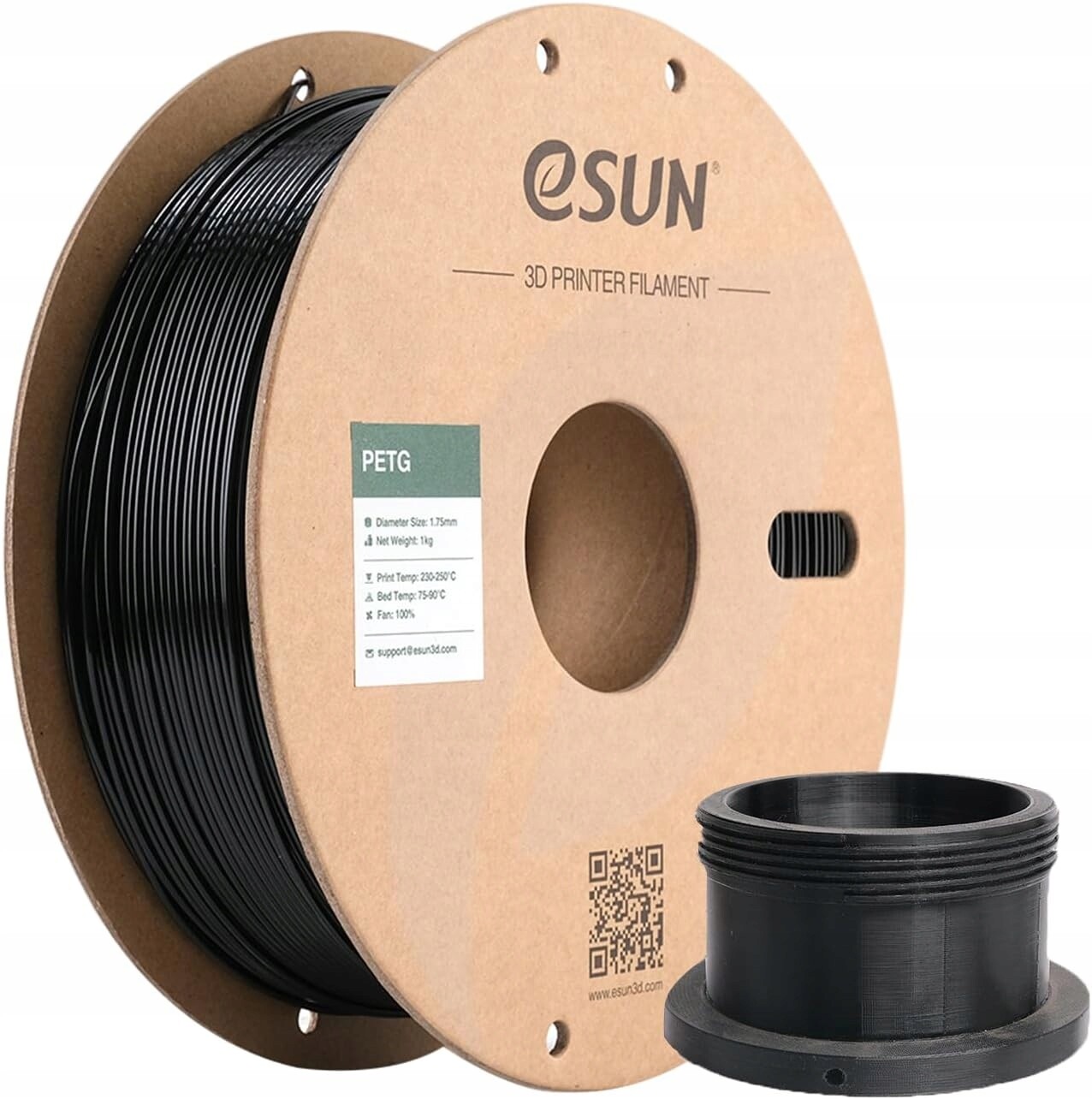 eSUN Petg Filament 1,75 mm 1 kg Jednotná černá barva přesnost +/-0,03 mm