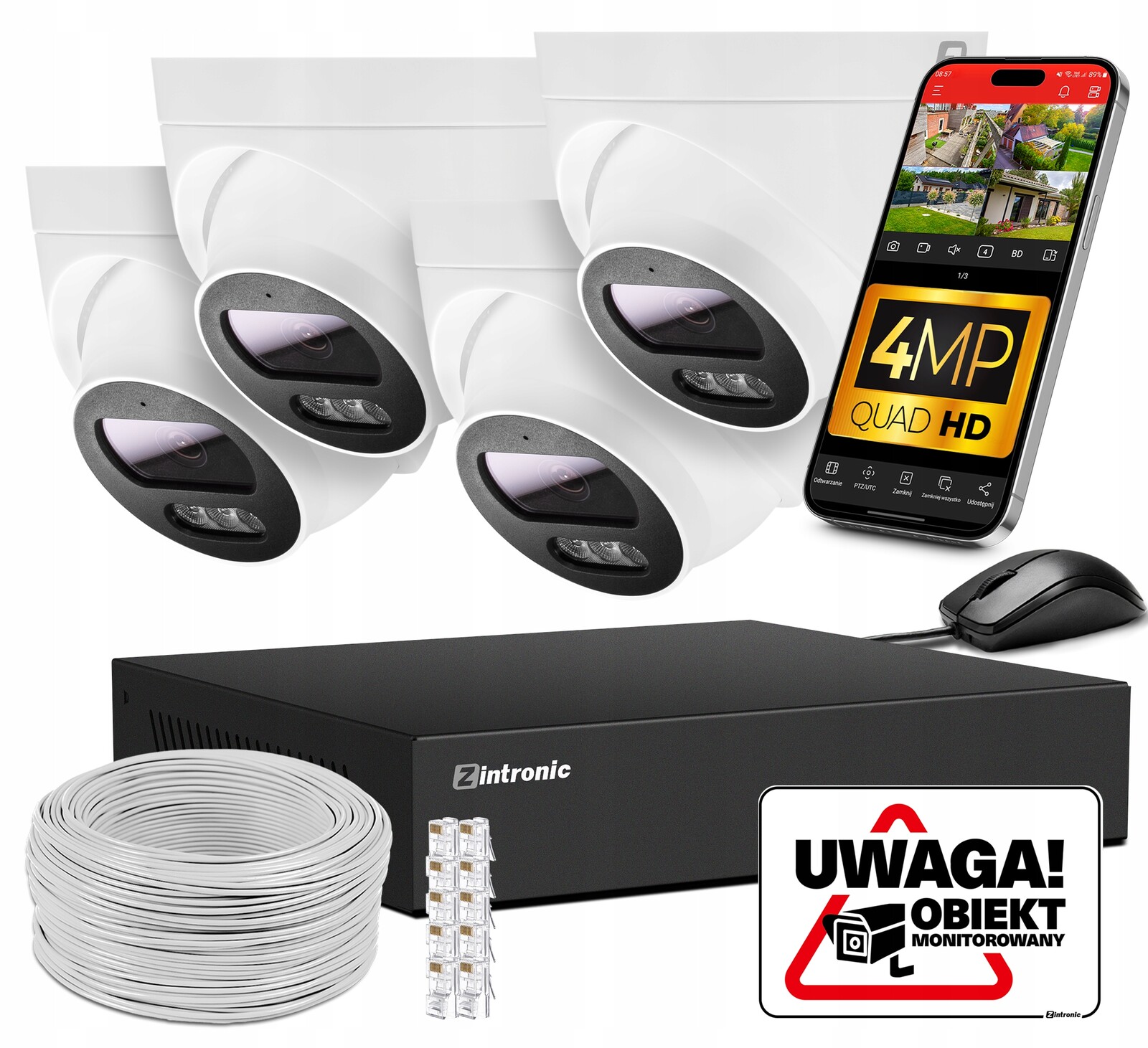 Sada Ip Monitorování Poe 4 Kamery 4MPx Detekce Lidí, bez disku