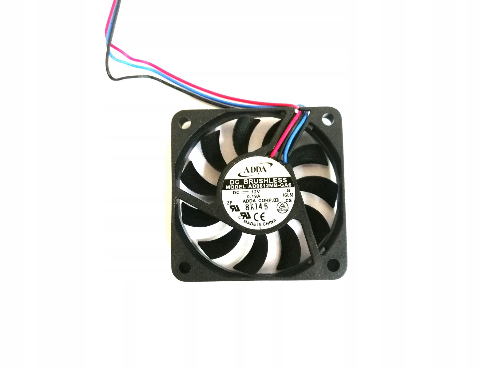 ventilátor 6010 Adda, 60x60x10 mm, 12 V, tři kabely