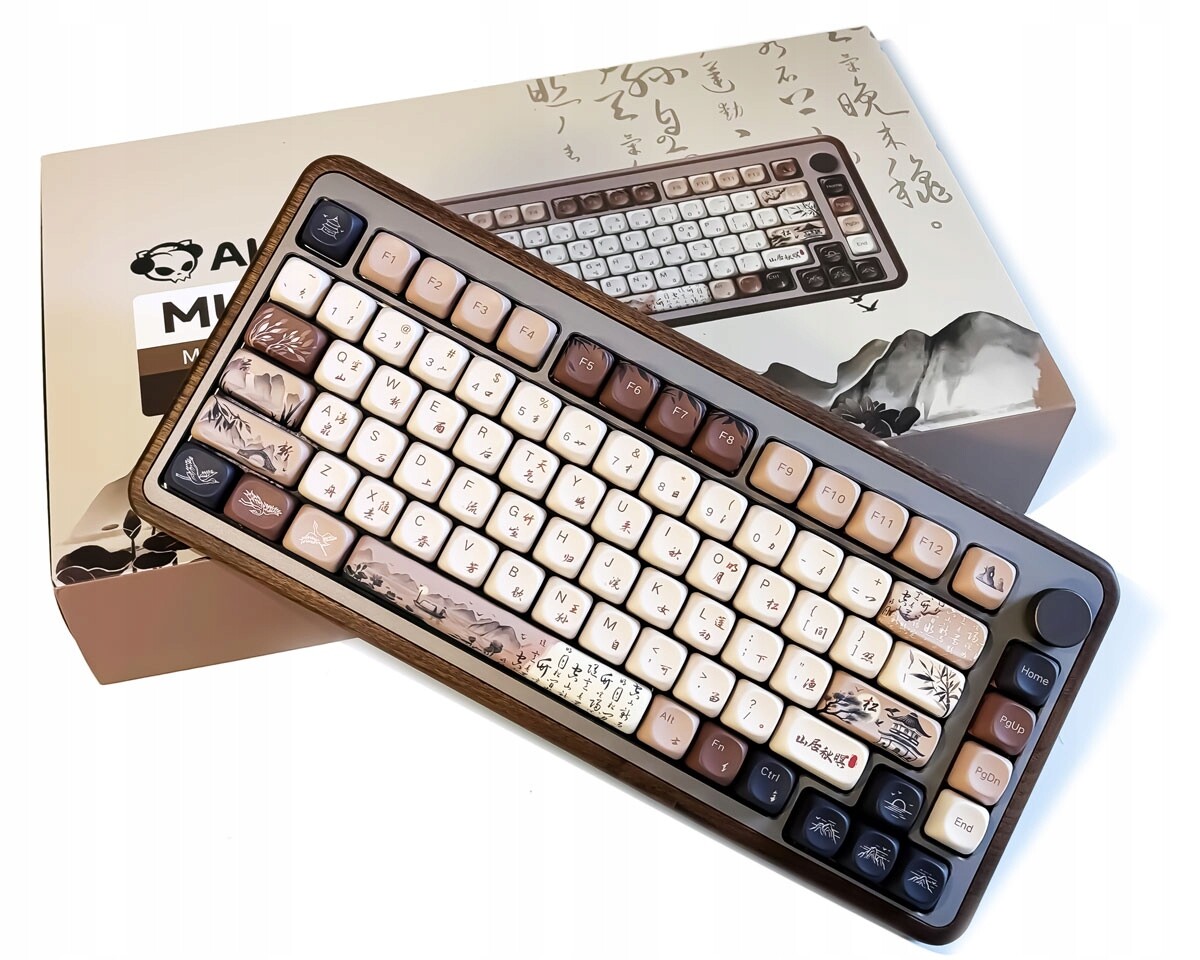 Elegantní dřevěná kancelářská klávesnice Hot-Swap Gaming Bluetooth Rgb 75%