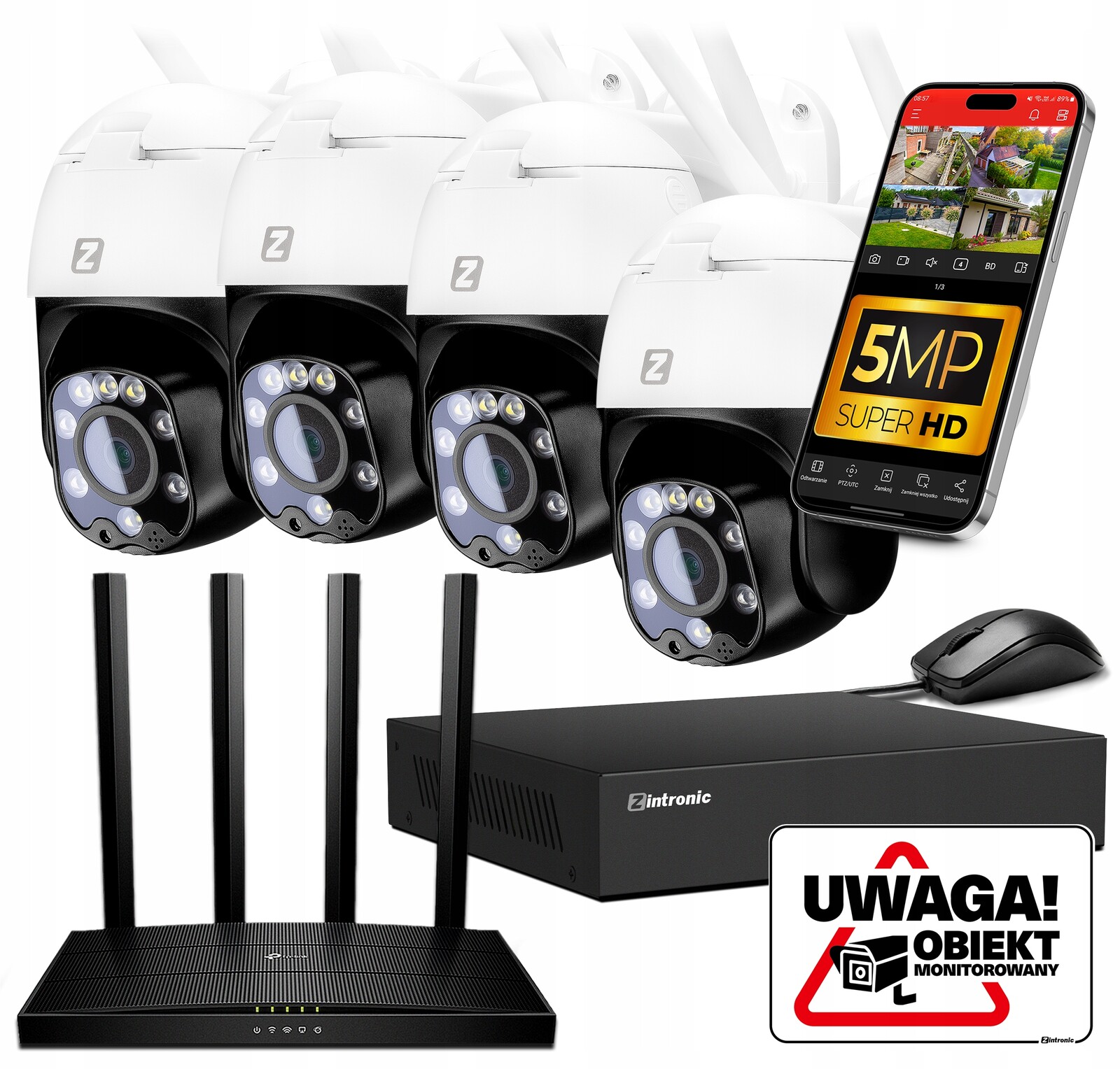 Sada WiFi Monitoringu 4 Kamery Otočné 5MPx Detekce Lidí, bez disku