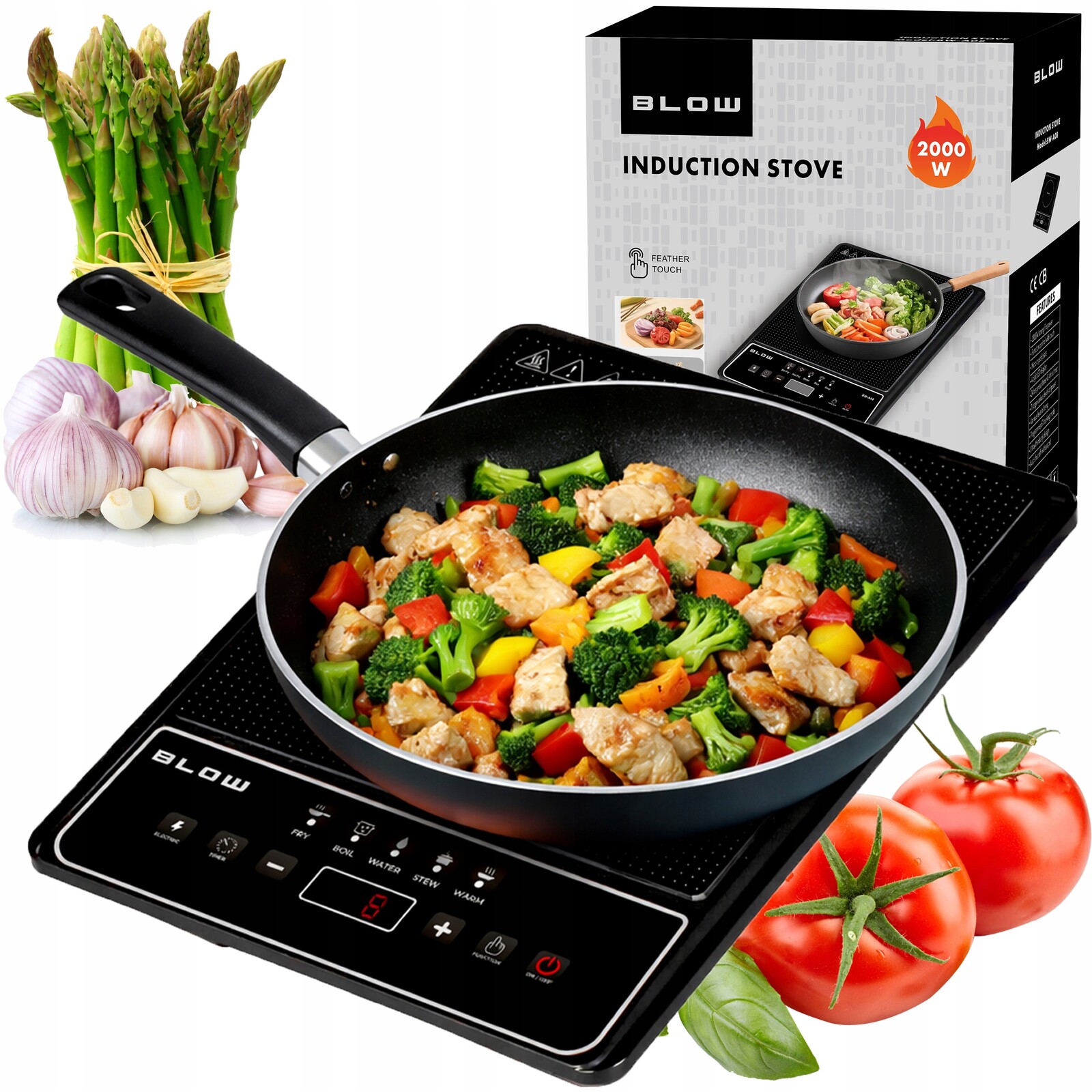 Indukční Varná Deska Jednoplotýnková Přenosný Elektrický Časovač 2000 W