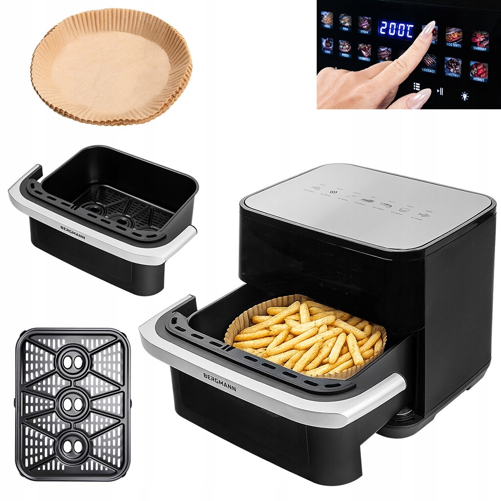 Fritéza bez tuku 10L Air Fryer Bergmann 2000W 14 Programů