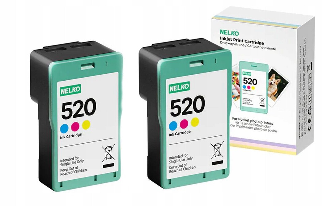 2x Náplň Inkoust Kartridž Barva Výtisk 200 fotografií pro tiskárnu Nelko PP03 PP01
