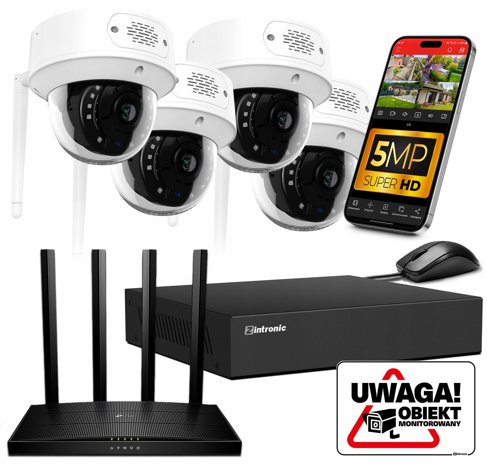 Sada pro Monitorování 4 kamer K5 Ip WiFi 5MPx Detekce osob bez disku