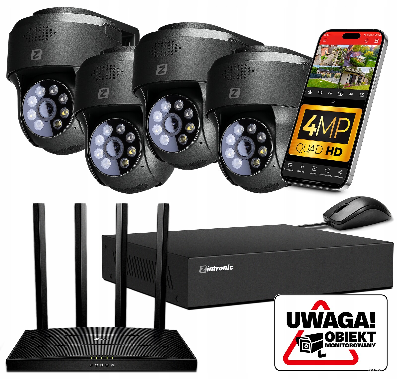 Sada kamer pro WiFi Ip Monitorování, 4 Kamery, bez disku, Detekce osob