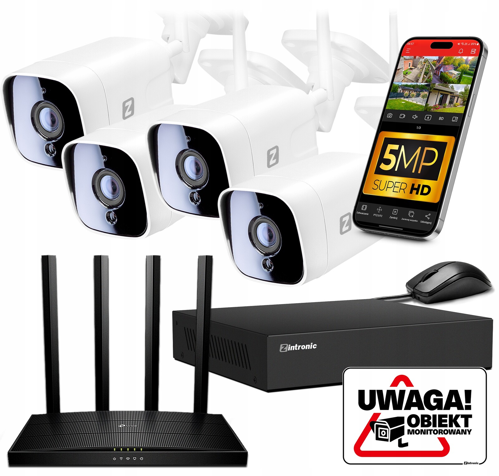 Sada pro Monitorování Ip WiFi 4 Kamery 5MPx Detekce lidí, bez disku