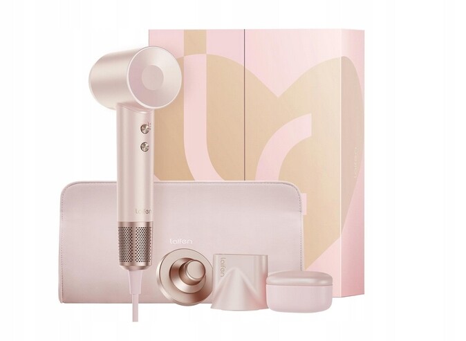 Laifen Premium Fén Vlasů s koncovkami pouzdro Růžová ionizace Led diody