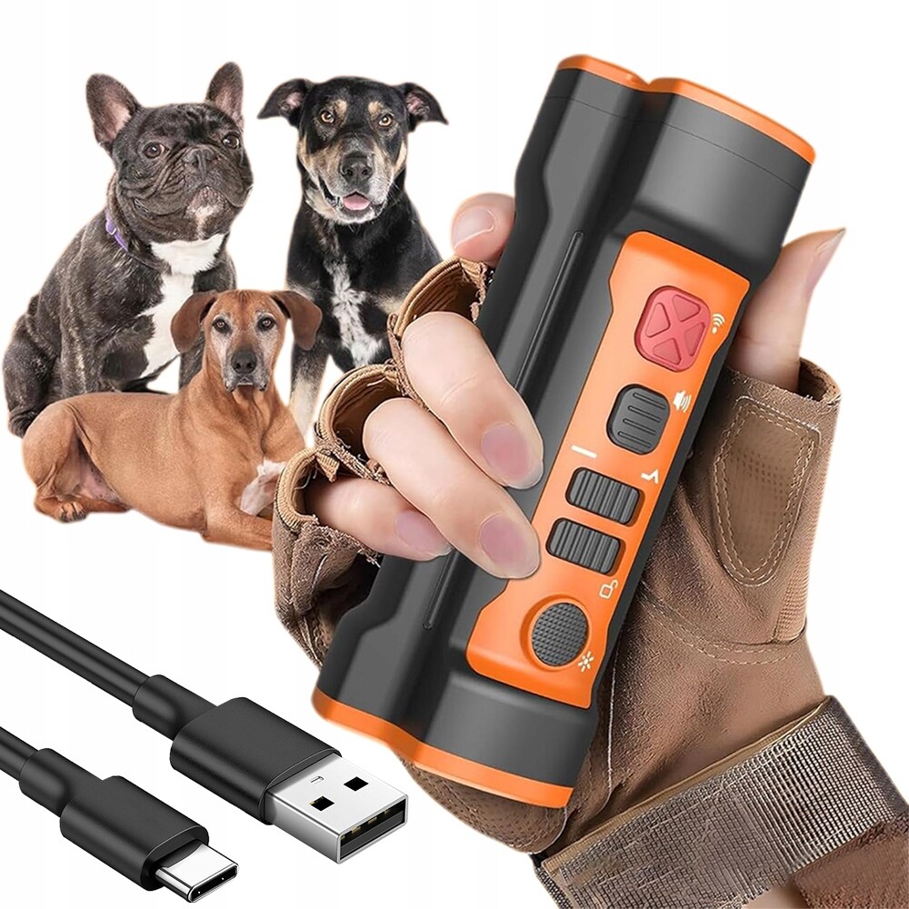 Ultrazvukový Odpuzovač Psů, 3 Režimy, Svítilna, Kompaktní, Usb Nabíjení