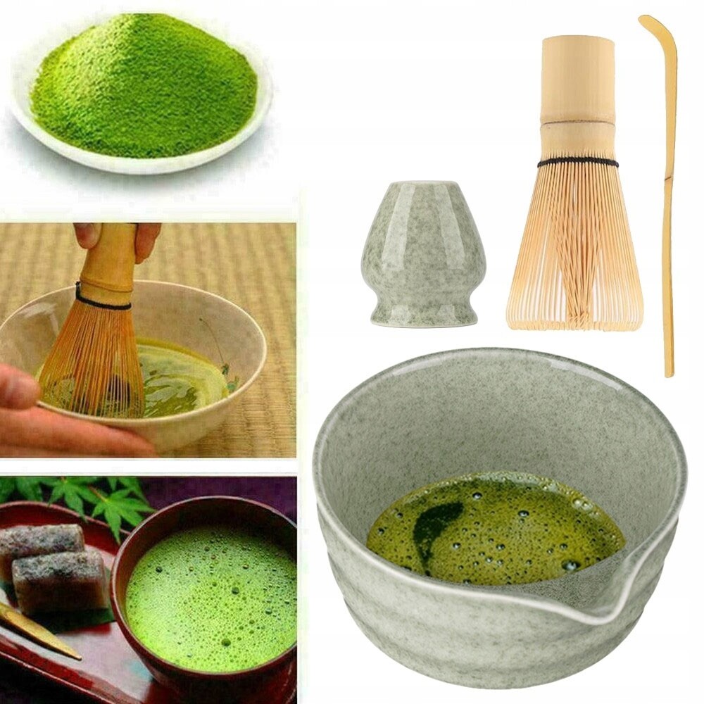 Tradiční Matcha Sada 4V1: Keramika Bambus – Profesionální Vaření