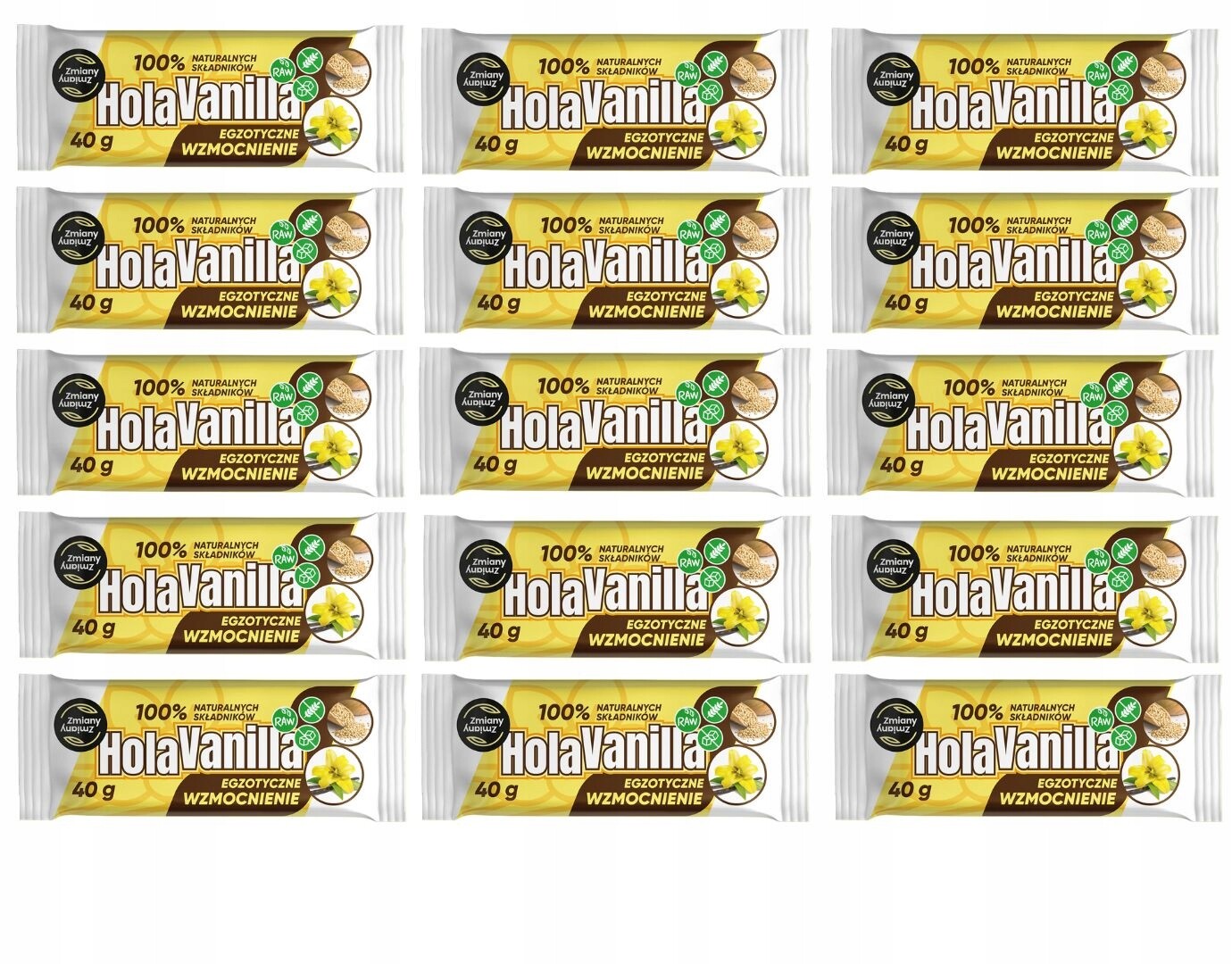 Sada zdravých tyčinek vanilka sezam bez cukru 20xHola Vanilla 40g energie