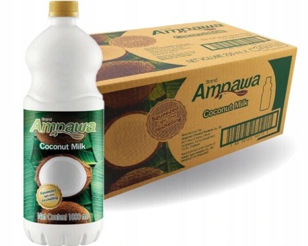Thajské mléko Kokosové mléko 12x1L 90% kokosu, šroubovací láhev Ampawa
