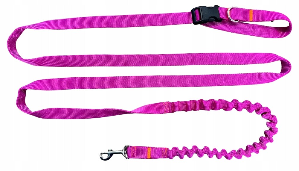 Vodítko pro psa s tlumičem 480 cm Fuksja Nastavitelná HandsFree Made in Pol
