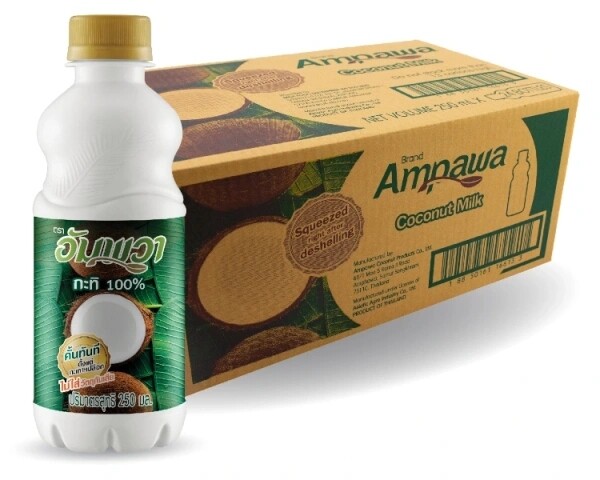 Thajské mléko Kokosové 24x250 ml 90% kokosové mléko, šroubovací Ampawa