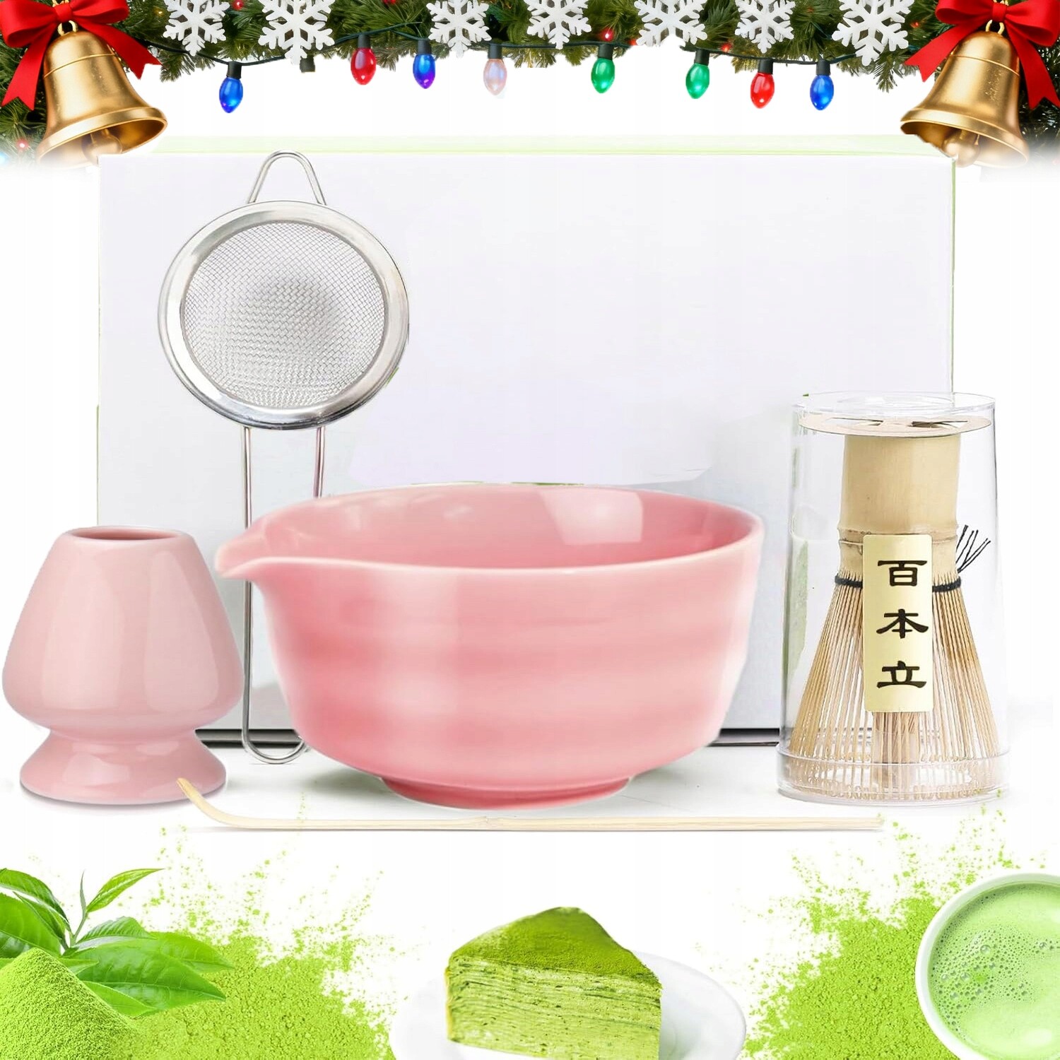 Sada Na Matchu Růžová 5V1 Keramika A Bambus Pro Milovníky Čaje