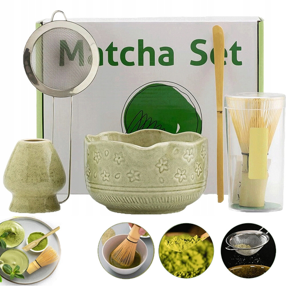 Elegantní Sada Pro Matcha Keramická Zelená S Kompletním Příslušenstvím