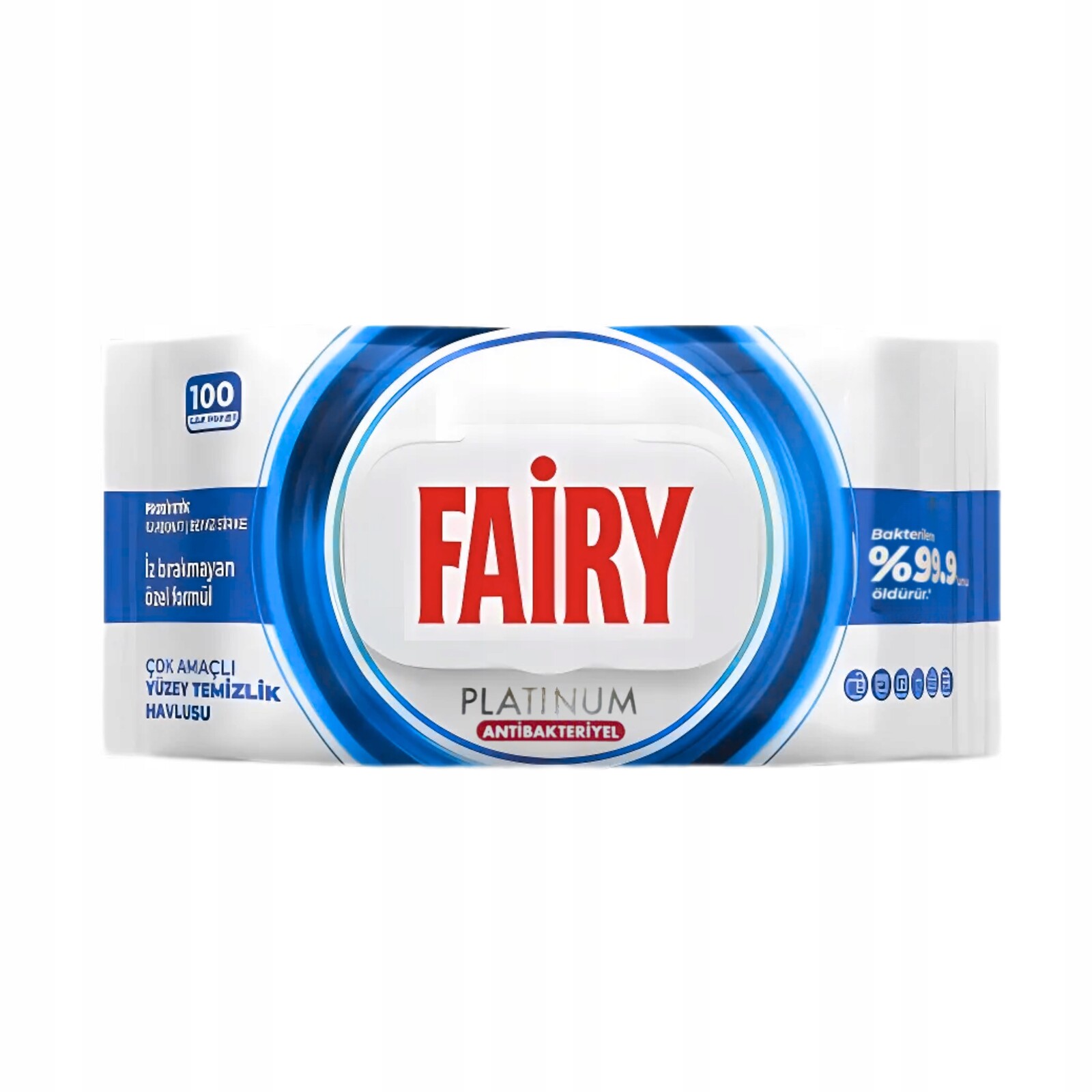 Vlhčené ubrousky z viskózy Fairy v balení 100 ks, bílá barva