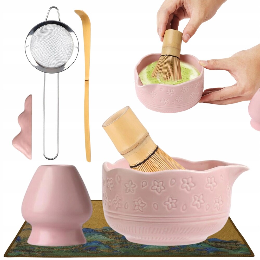 Bambusový Dárkový Set 7V1 Na Čaj Matchy Chashaku Miska, Šlehací Metla