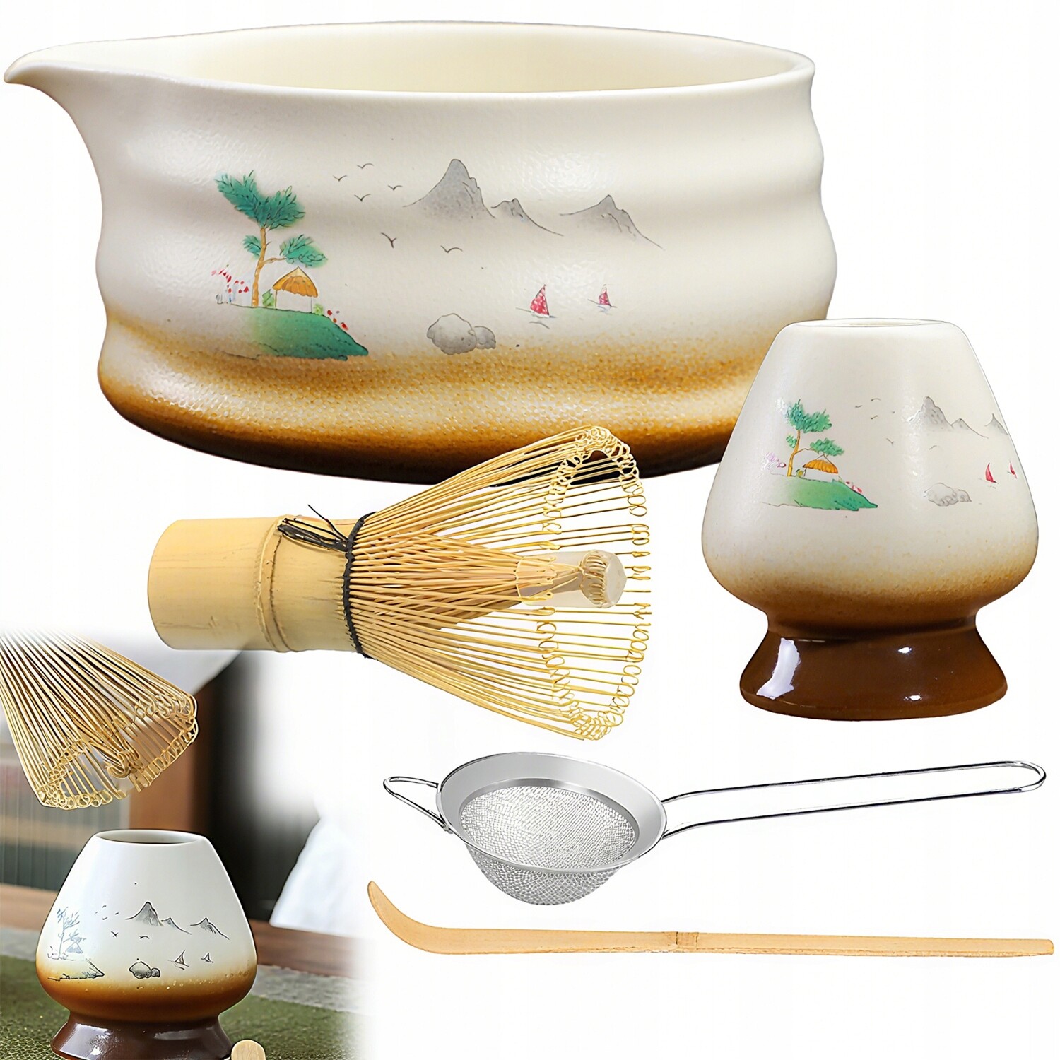 Sada Matcha pro dva s dvěma čakami a příslušenstvím pro japonský čaj