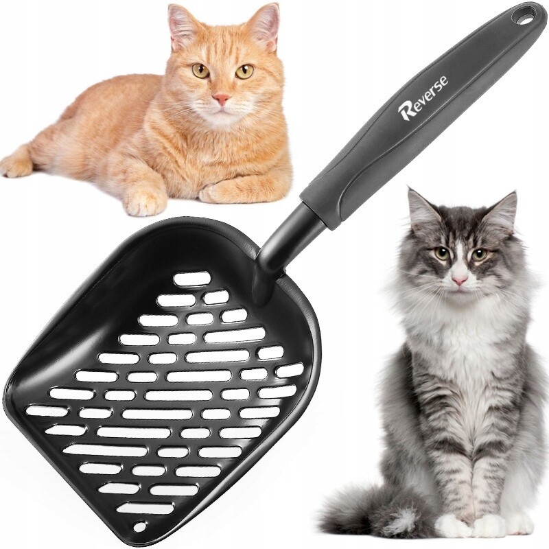 Kovová Lopatka Na Záchod S Motivem Steliva Silná Černá Velká Lopatka Pro Kočky 35 cm