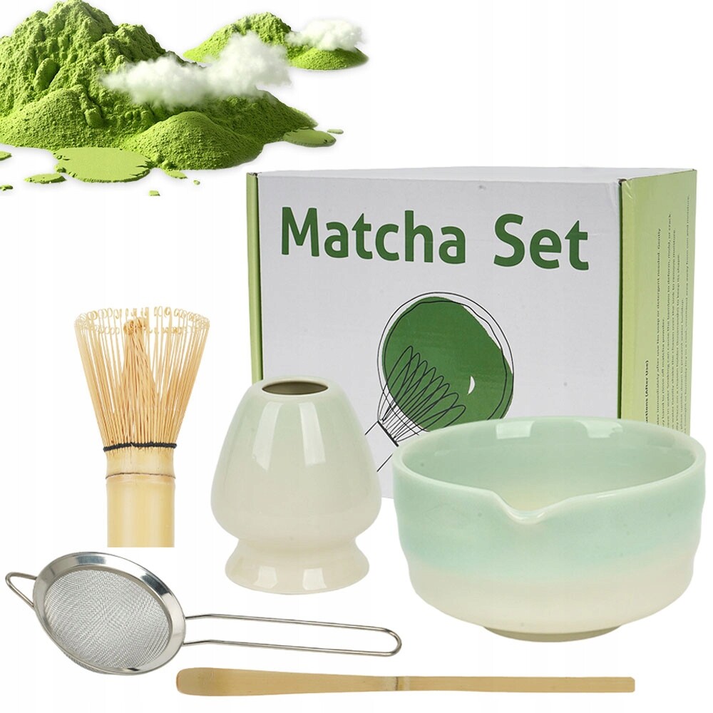 Sada na matchu Keramická Gradient Zelená Chawan Chasen Lžička Sítko