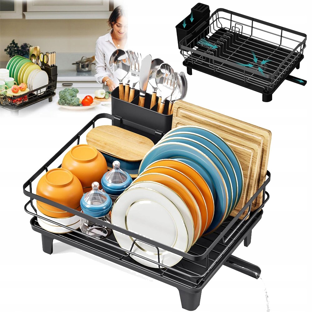 Moderní Kuchyňská Sušička 38 X 28 CM S Nádobou Na Příbory