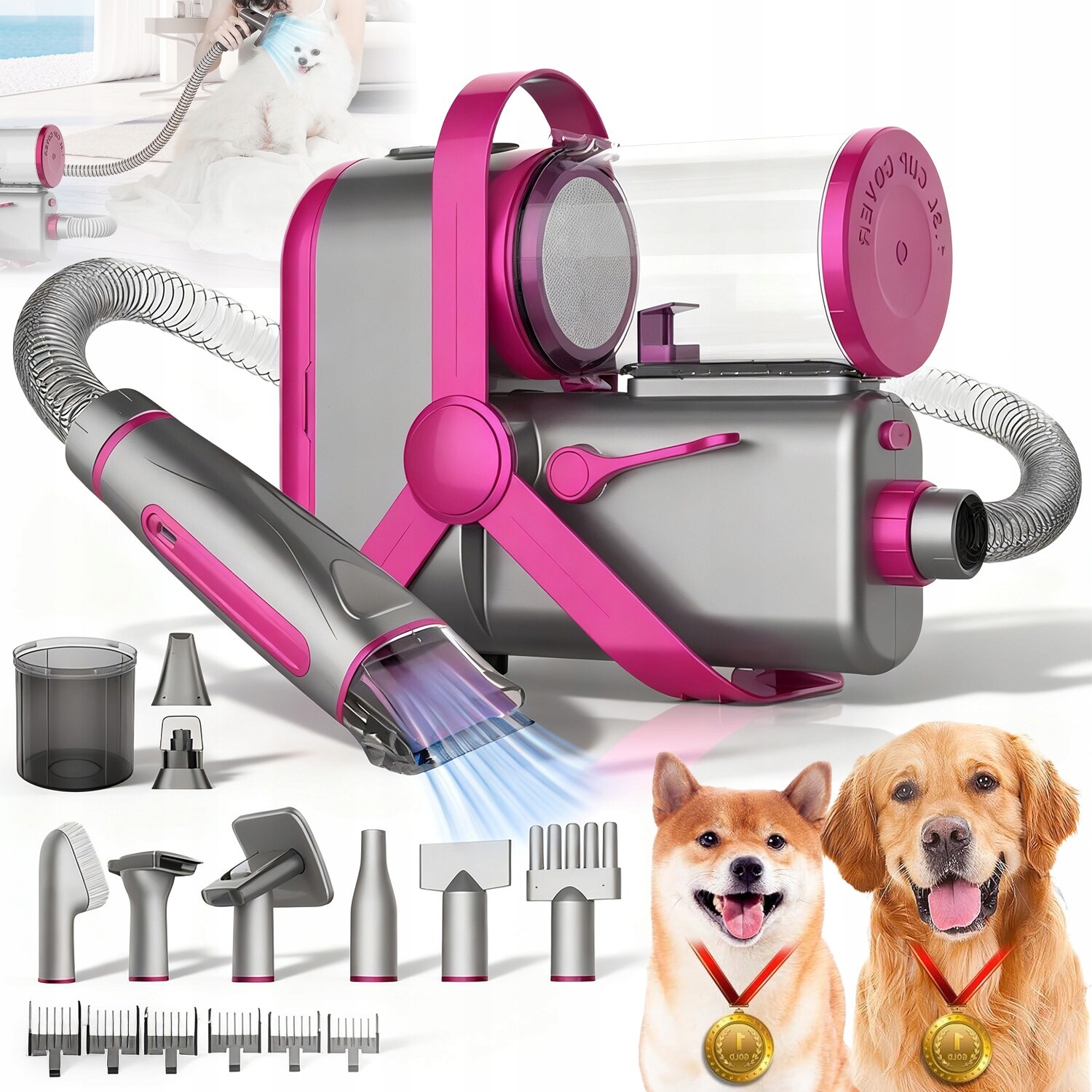 Stříhací Strojek Pro Psy A Kočky S Vysavačem, Sada Pro Péči 8V1