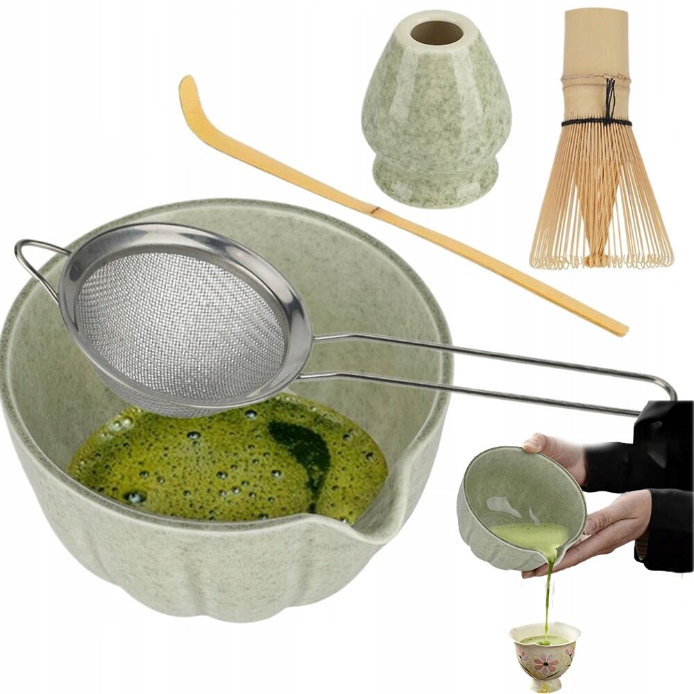 Profesionální Sada Na Matchu 5KS Keramická Miska S Bambusem